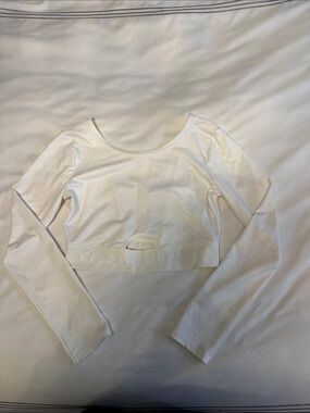 Victoria's Secret White Long Sleeve Cropped Scoop Top
